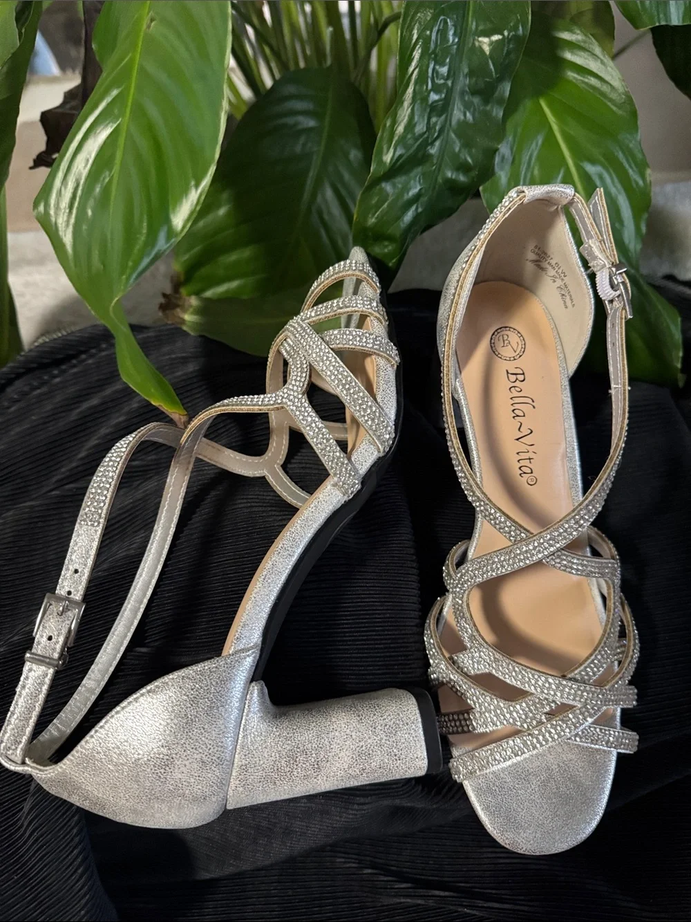 Bella Vita Aliette Silver Rhinestone Accents Heeled Dress Sandal - Women's 6.5W